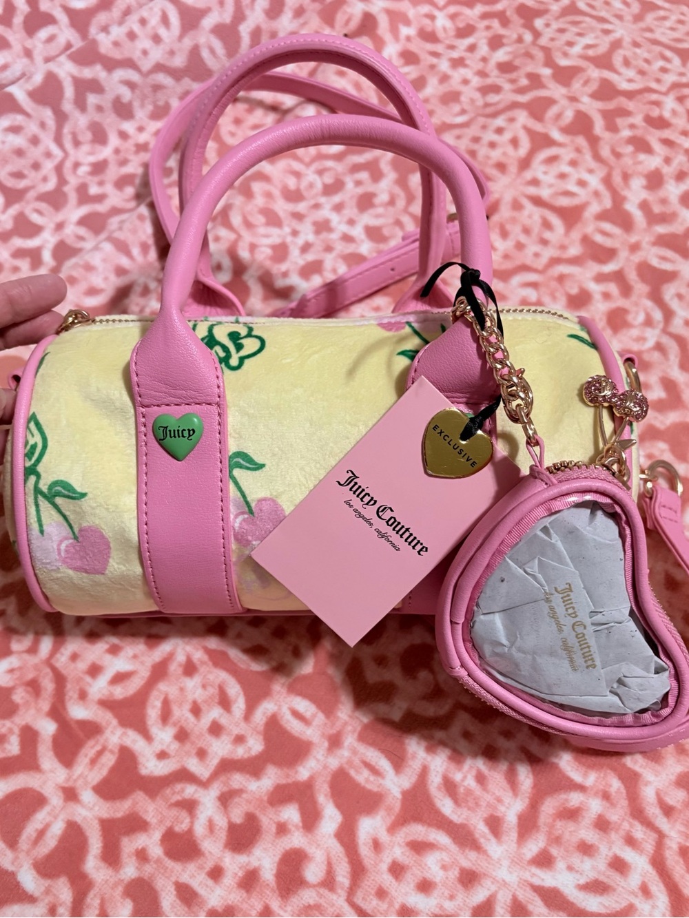 🩷💛 NWT Retro Juicy Couture Cherry Mini Bag Color Yellow Iris Multi